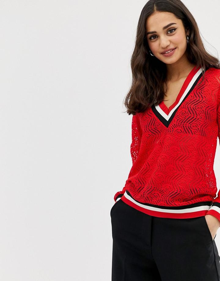 Jdy Taggi Sporty Lightweight Knit Sweater - Red