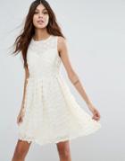 Zibi London 3d Floral Skater Dress - Cream