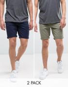 Jack & Jones Intellience Chino Shorts In Regular Fit Multipack Save - Multi