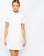 Fashion Union Textured T-shirt Dress With Funnel Neck - White