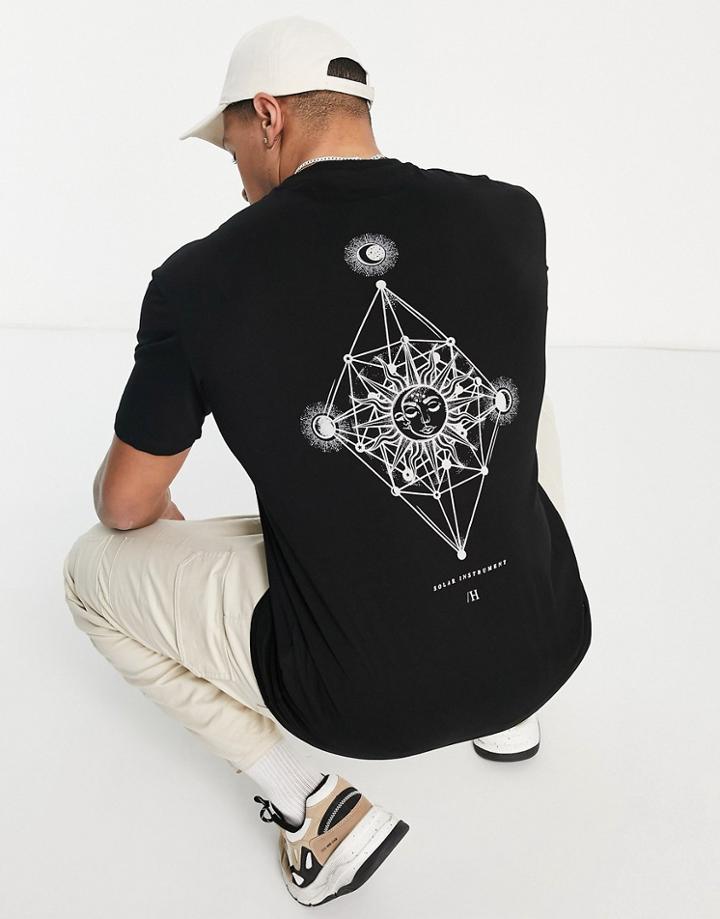 Selected Homme Geo Back Print T-shirt In Black