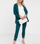Asos Design Maternity Jersey Over Bump Slim Suit Pants In Forest Green