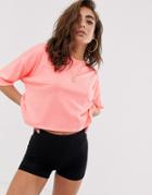 Asos Design Oversized Crop T-shirt In Neon Coral-pink