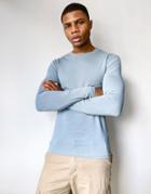 Asos Design Muscle Fit Long Sleeve T-shirt In Blue Gray-grey