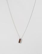 Asos Wood And Hammered Metal Pendant Necklace - Silver