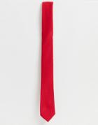 Asos Design Slim Fit Textured Tie In Red - Red