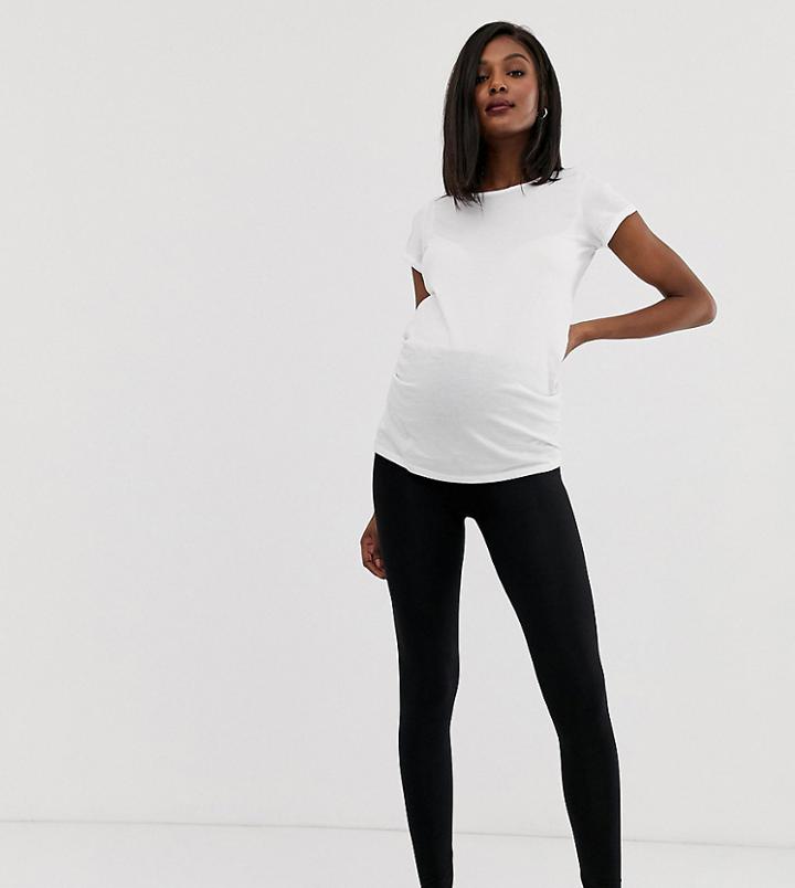 Asos Design Maternity Over The Bump High Waisted Leggings In Black - Black