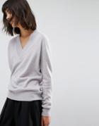 Asos White 100% Cashmere V-neck Sweater - Gray