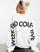 Asos Weekend Collective Oversized Long Sleeve T-shirt With Back Logo In White