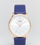 Limit Navy Faux Leather Watch Exclusive To Asos - Navy