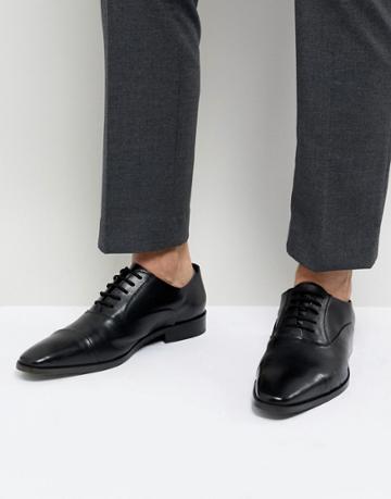 Dune Toe Cap Derby Shoes In Black Leather