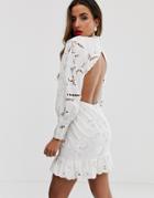 Asos Edition Cutwork Mini Dress With Open Back - White