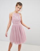 Little Mistress Tulle Skirt Skater Dress-pink