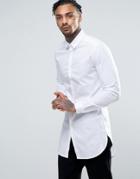 Asos Slim Shirt With Stretch In Super Longline - White