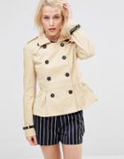 Lavand Short Double Breasted Classic Trench - Beige