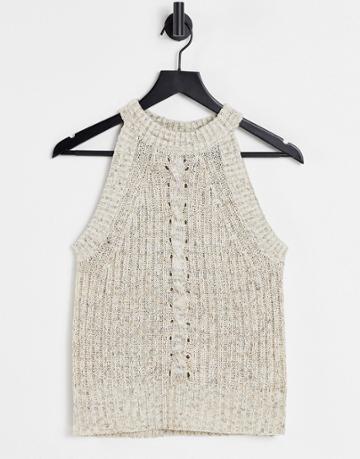 Object Felicite Knitted Tank Top In Beige-neutral