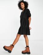 Jdy Helena 3/4 Sleeve Tiered Jersey Mini Dress In Black