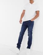 Selected Homme Skinny Jeans Cotton In Mid Blue - Navy