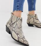 Asos Design Wide Fit Adelaide Leather Western Chelsea Boots In Snake-multi