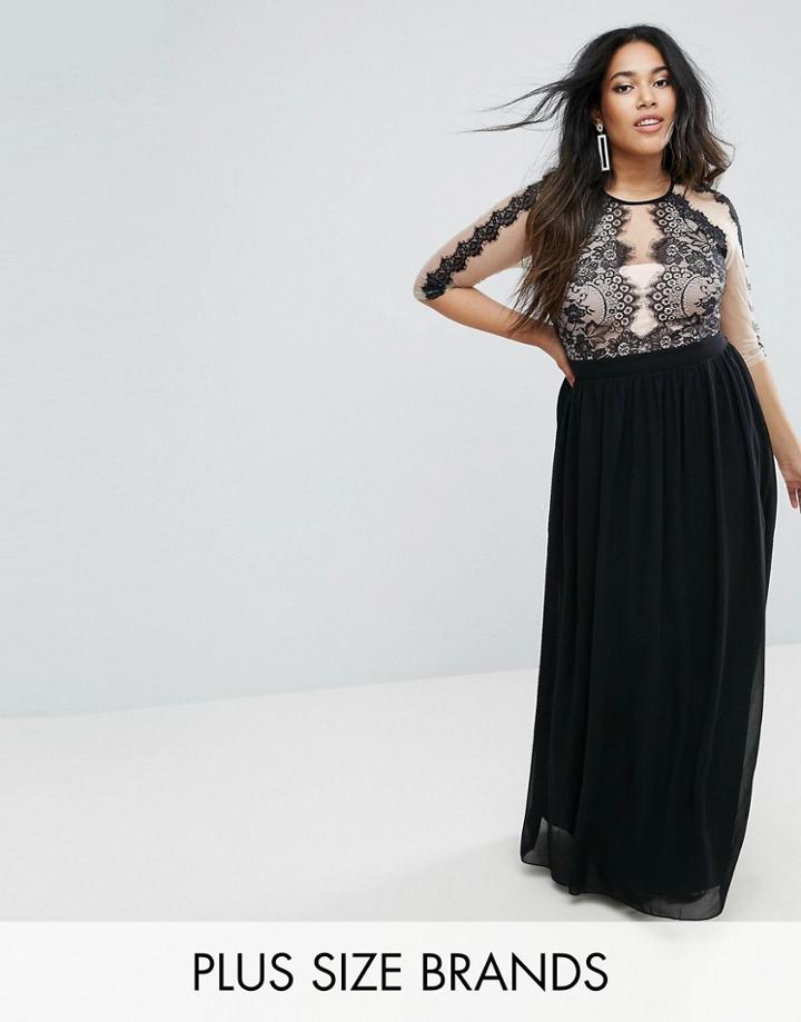 Little Mistress Lace Trim Maxi Dress - Multi