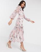River Island Paisley Long Sleeved Dress In Pink