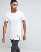 Religion Longline T-shirt With Side Zips - White