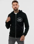 Asos Design Zip Up Hoodie With City Chest Print In Black