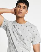 Polo Ralph Lauren Lounge T-shirt In Gray With All Over Pony Logo-grey