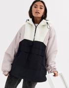 Asos Design Fleece Paneled Tech Jacket