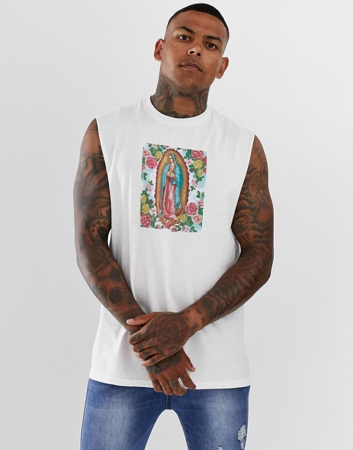 Hnr Ldn Box Print Sleeveless T-shirt Tank-white