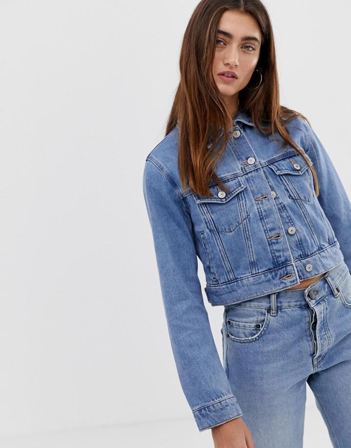 Pull & Bear Denim Jacket In Medium Blue - Blue