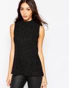 Minimum Sleeveless Ribbed Turtleneck Sweater - 999 Black