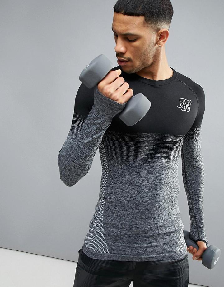 Siksilk Compression Long Sleeve T-shirt In Black - Black