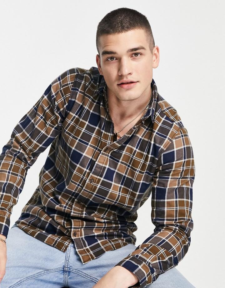 Jack & Jones Originals Check Shirt In Brown