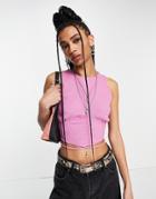 Bershka Bust Seam Crop Top With Wrap Around Detail In Lilac-purple