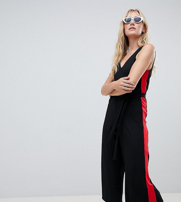 New Look Tall Side Stripe Jumpsuit - Black