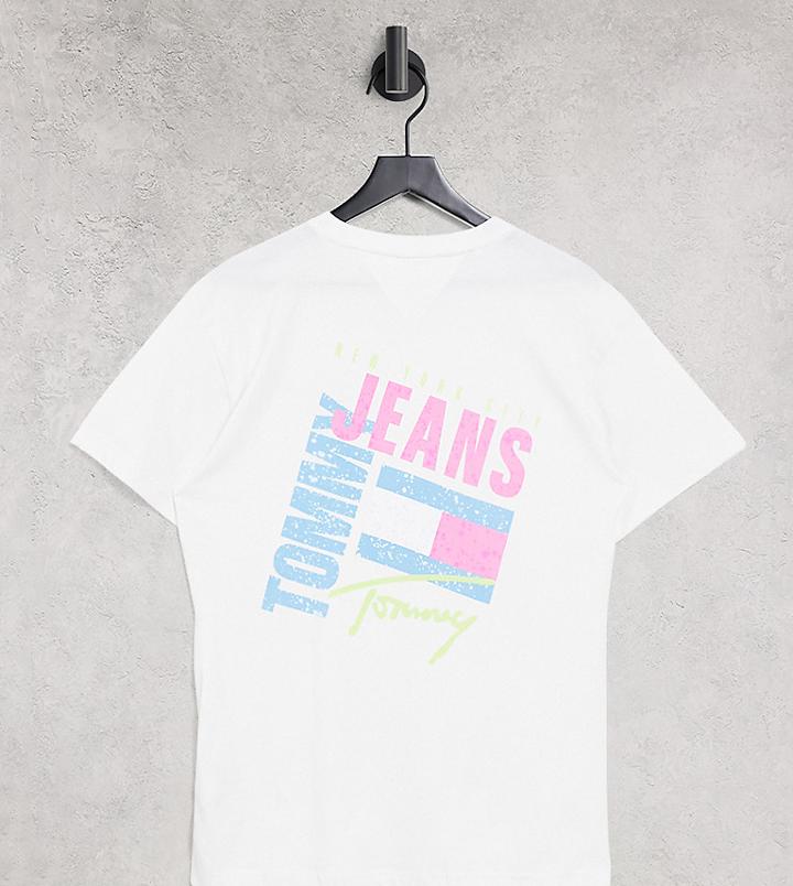 Tommy Jeans Back Photo Print Logo T-shirt In White - Exclusive To Asos