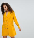 Asos Design Tall Tux Dress With Pleat Detail - Yellow