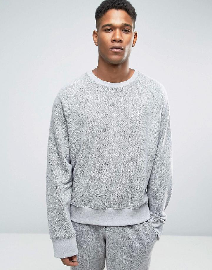 Asos Loungewear Oversized Sweatshirt In Brushed Textured Cotton - Gray