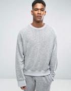 Asos Loungewear Oversized Sweatshirt In Brushed Textured Cotton - Gray