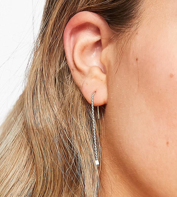 Kingsley Ryan Chain Drop And Cube Earrings In Sterling Silver Gold Plate