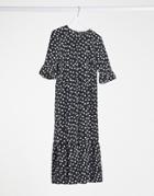 Bershka Plisse Jumpsuit With Tie Sleeves In Black