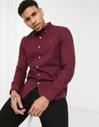 Farah Brewer Slim Fit Organic Cotton Oxford Shirt In Burgundy-red