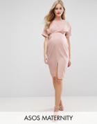 Asos Maternity Smart Dress With Split Front - Pink