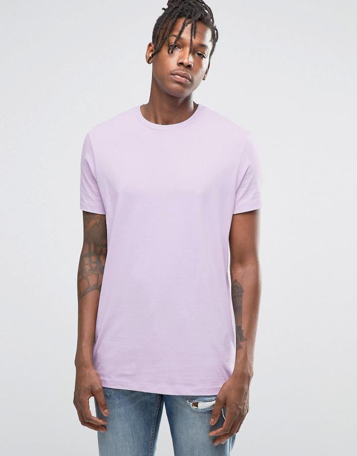 Asos Longline T-shirt In Purple - Confetti