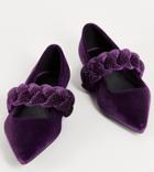 Asos Design Wide Fit Liberty Plaited Pointed Ballet Flats In Purple Velvet
