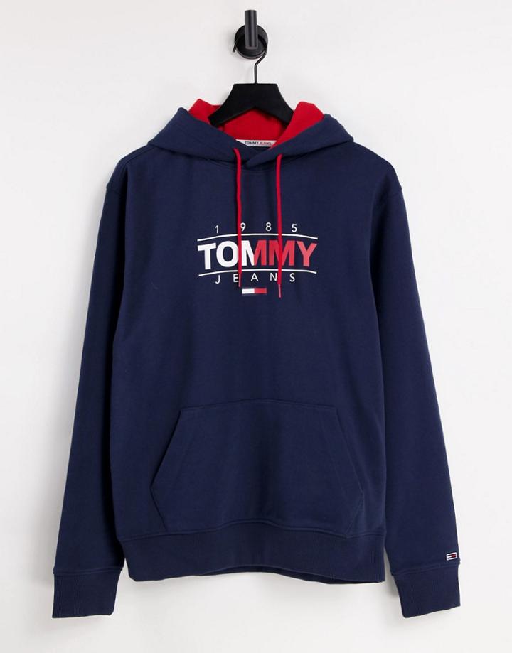 Tommy Jeans Essential Split Logo Hoodie In Navy