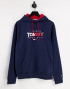 Tommy Jeans Essential Split Logo Hoodie In Navy