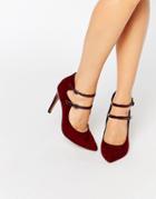 London Rebel Strappy Point Heeled Shoes - Red