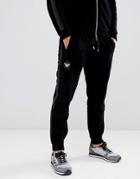 Emporio Armani Velour Jogger Sweat With Taping In Black - Black